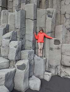 Climbing the basalt columns of Reynisfjara